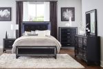 Pearl Black Metallic Finish Dresser 1pc 9 Drawers Silver Glitter Trim Modern Bedroom Furniture