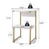 Faux Marble End Table with Round Tabletop and Square Shelf