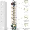 SUPERDANNY 9.8ft Power Strip USB Surge Protector Mountable Extension Cord Multiple Protection 5 Outlet 3 USB Port With Hook & Loop Fastener