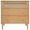 Drawer Cabinet SENJA Rattan Look Brown 31.5"x15.7"x31.5" Solid Wood Pine