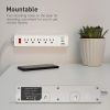 SUPERDANNY 9.8ft Power Strip USB Surge Protector Mountable Extension Cord Multiple Protection 5 Outlet 3 USB Port With Hook & Loop Fastener