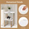 Faux Marble End Table with Round Tabletop and Square Shelf