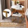 Faux Marble End Table with Round Tabletop and Square Shelf