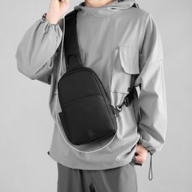 One-shoulder Crossbody Bag Sports Outdoor Oxford Cloth (Color: Black)