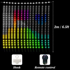 Smart Bluetooth App Control RGB Curtain Lights LED Color Changing Fairy Light DIY Picture Window Christmas Wedding Bedroom Decor (Emitting Color: 2X2M)