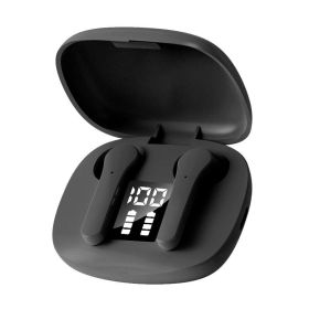 Js36 Bluetooth Headset Macaron Multi-Color Wireless Headset Power Display Stereo Waterproof Earbuds with Charging Bin (Color: Black)